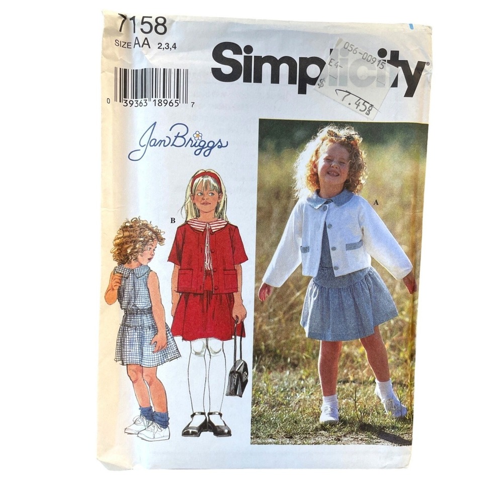 Simplicity Sewing Pattern 7158 Jacket Top Skirt Child Girls Size‎ 2-4